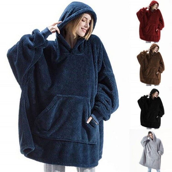 Damen Kuschelige Oversize-Hoodiejacke aus Fleece mit Kängurutasche Drune