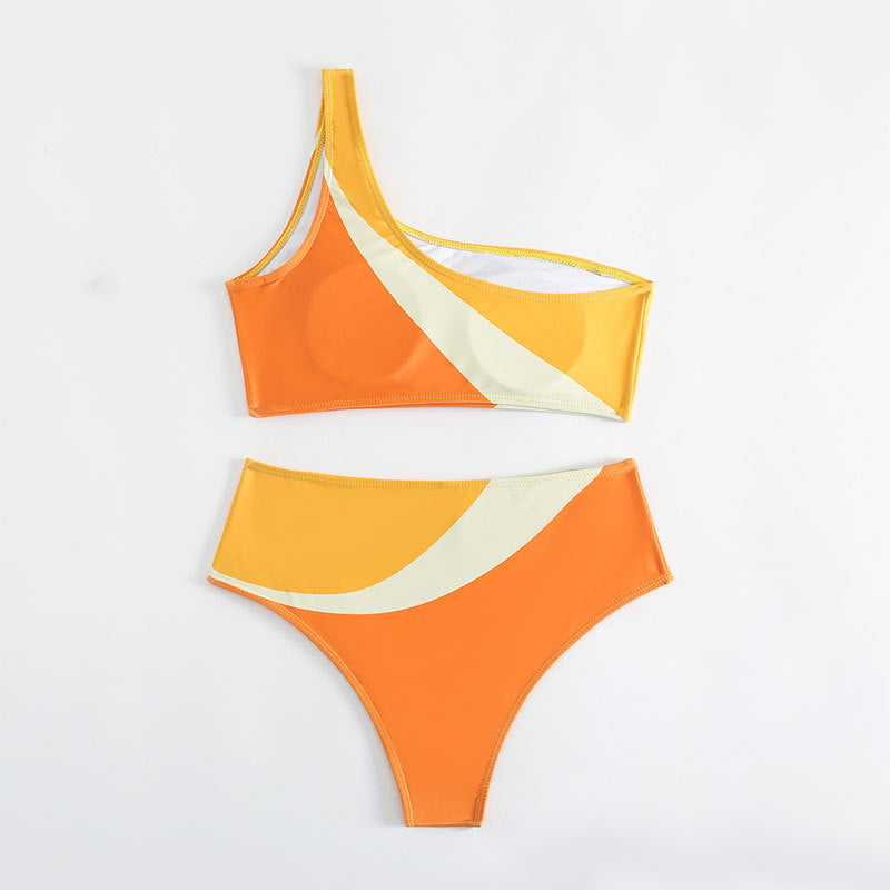 Damen Einseitige Bikini-Set mit modischem Farbverlauf Drune