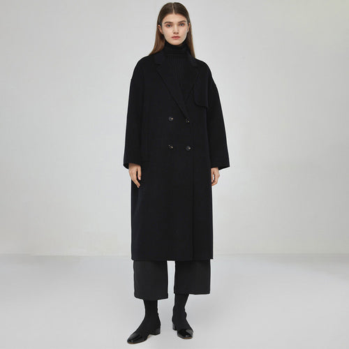Damen Eleganter und klassischer langer Wollmantel Drune