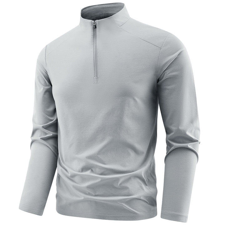 Herren Langarm-Performance-Halbzip-Trainingsshirt mit Stehkragen und atmungsaktivem Funktionsmaterial Drune