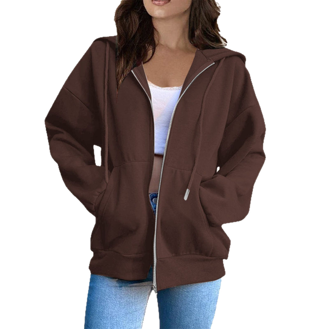 Damen nan oversized Kapuzenjacke mit durchgehendem Reißverschluss, Kängurutaschen und weichem Innenfutter Drune