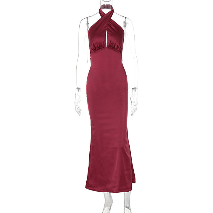 Damen Elegantes Maxikleid mit raffinierter Wickeloptik und schulterfreiem Design Drune