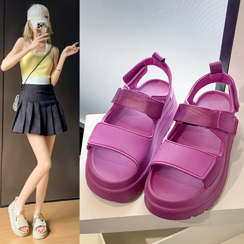 Damen Sportliche Sandalen mit verstellbaren Klettverschlüssen und rutschfester Profilsohle Drune