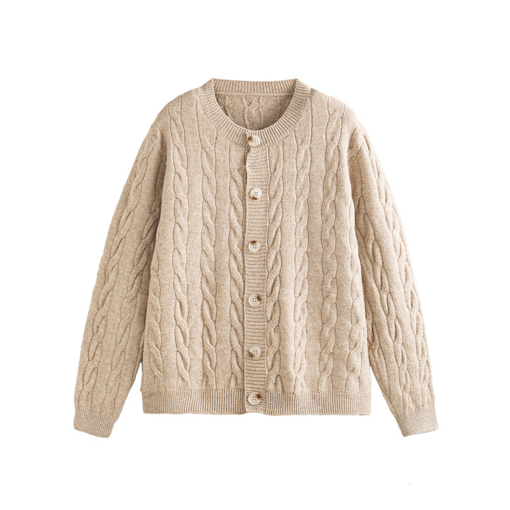 Damen Grobgestrickte Cardiganjacke mit Zopfstrick und Knopfleiste Drune