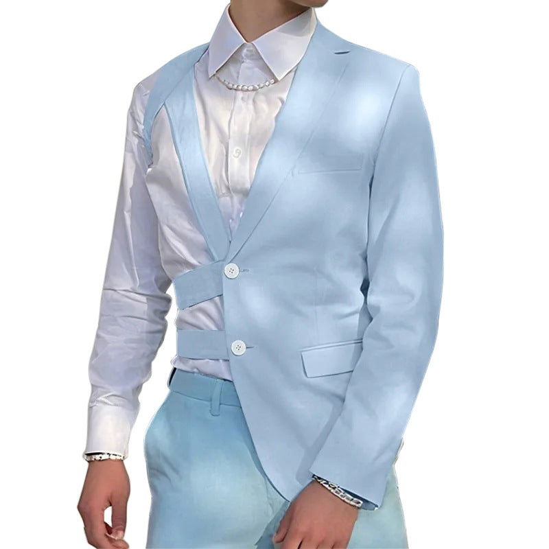 Damen nan asymmetrischer Blazer mit Riemendetails und Reverskragen Drune