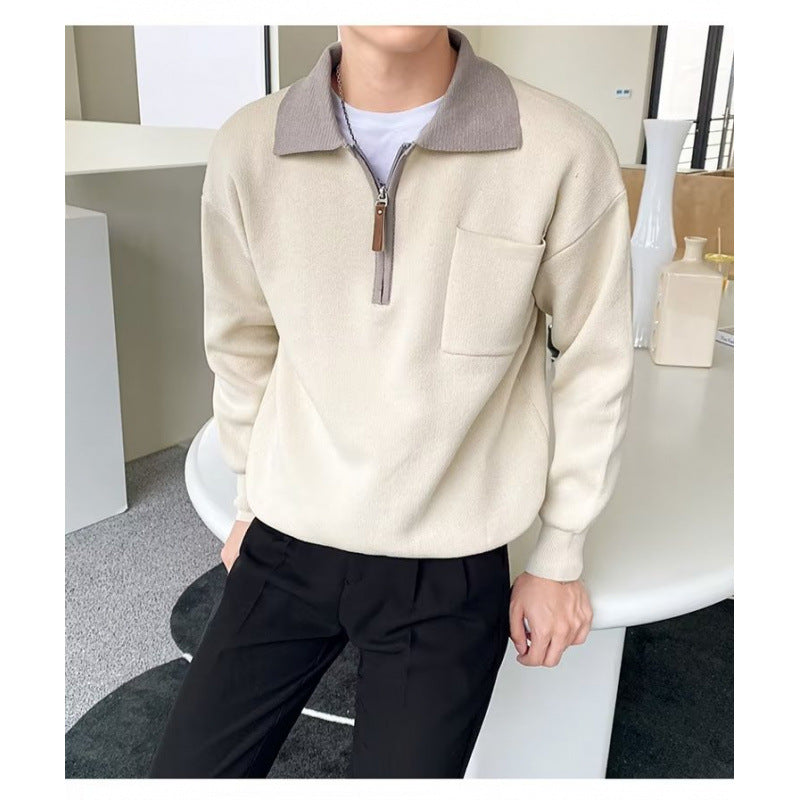 Herren Elegante Sweatjacke mit Stehkragen und Reißverschluss Drune
