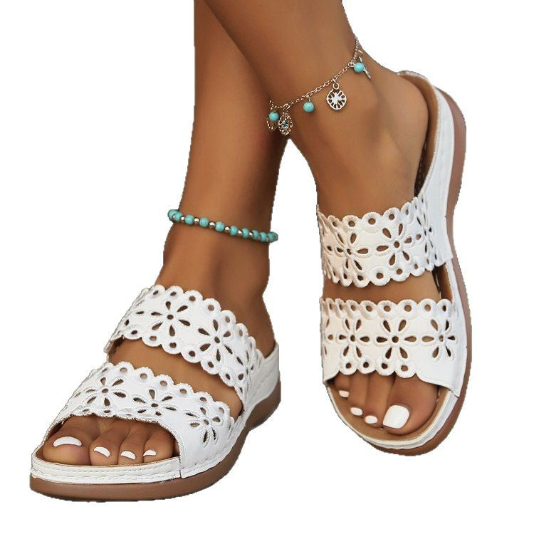 Damen modische Pantolette mit floralem Schnitt Drune