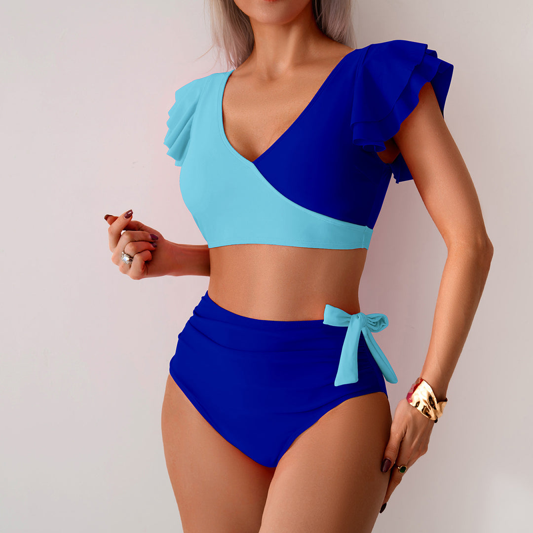 Damen Hochbundiger Bikini mit Rüschendetails Drune