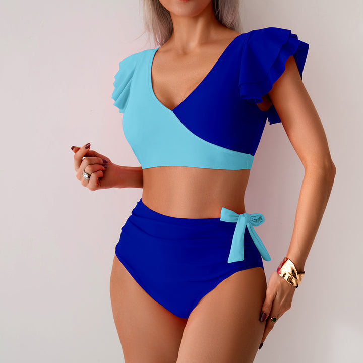 Damen Hochbundiger Bikini mit Rüschendetails Drune