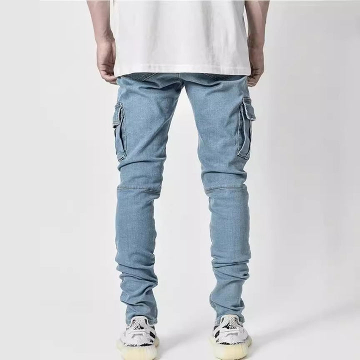 Herren Eng geschnittene Cargo-Jeans mit Stretch und Mehrfach-Taschen Drune