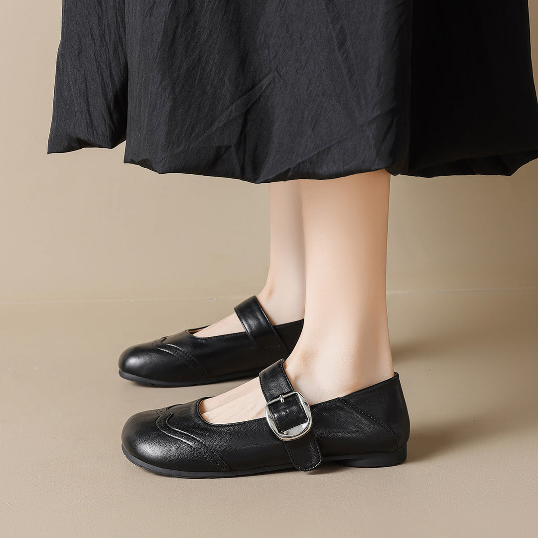 Damen Ballerinas mit verstellbarem Riemen und eleganter Schnalle Drune