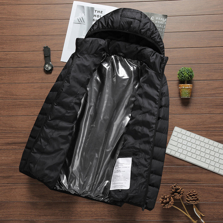 Herren leichte gesteppte Kapuzen‑Steppjacke mit Thermofüllung und packbarer Konstruktion Drune