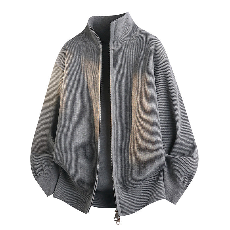 Damen Modische Strickjacke mit Stehkragen Drune