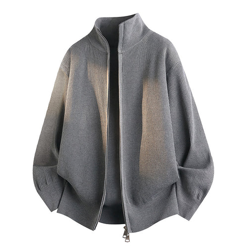 Damen Modische Strickjacke mit Stehkragen Drune