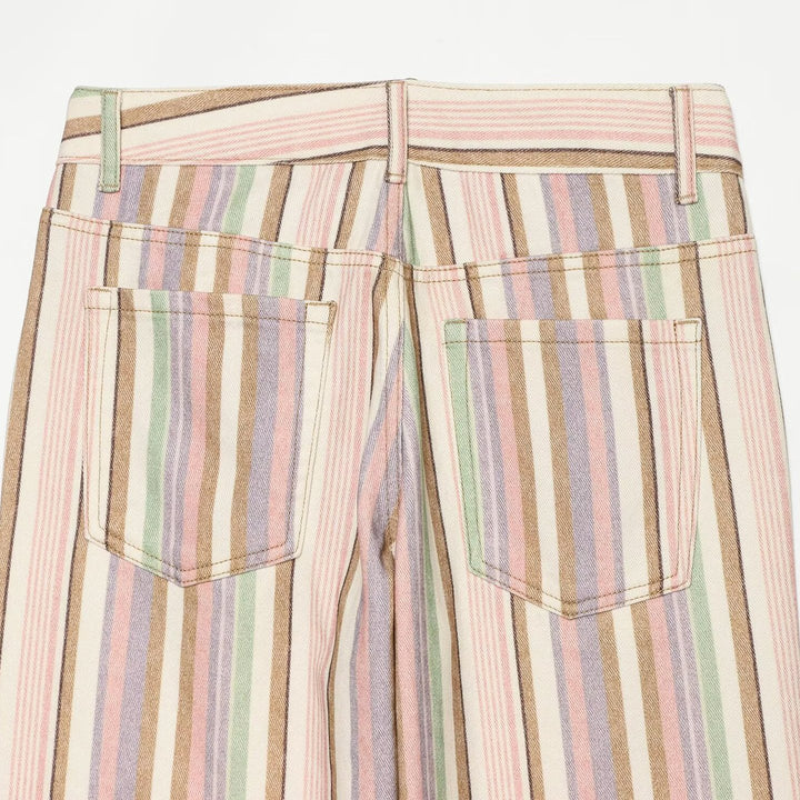 Damen Weite High-Waist-Jeans mit Längsstreifenmuster Drune