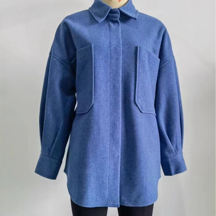 Damen nan kastige Hemdjacke im Oversize Cut mit großen aufgesetzten Taschen und abgerundetem Saum Drune