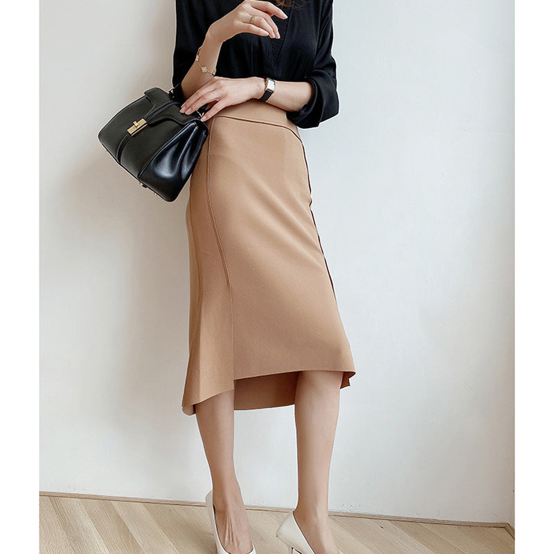 Damen Taillierter Midirock mit asymmetrischer Tulpen-Front und seitlichem Schlitz Drune