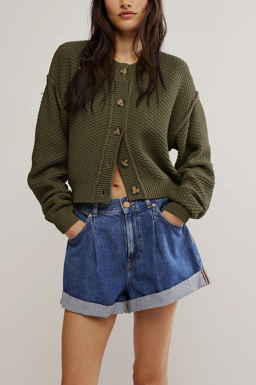Damen lässiger Strickcardigan Drune