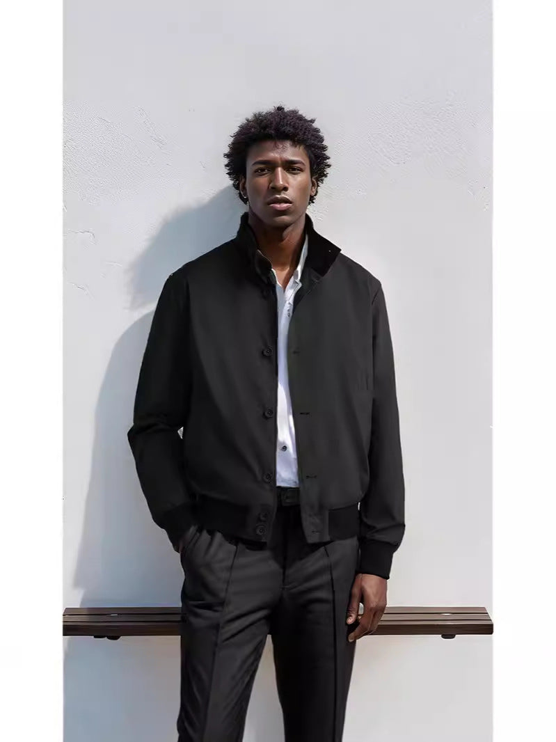 Herren Casual-Bomberjacke mit hohem Kragen und praktischen Taschen Drune