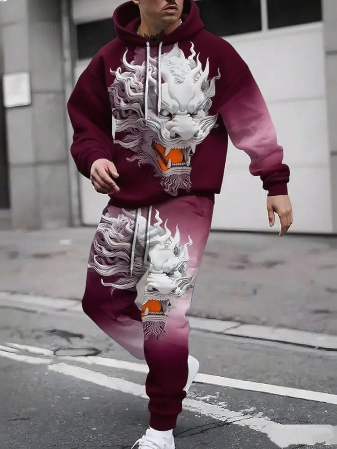 Herren Hoodie- und Jogginghose-Set mit einzigartigem Grafikdesign Drune