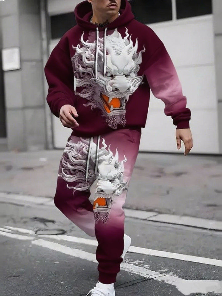 Herren Hoodie- und Jogginghose-Set mit einzigartigem Grafikdesign Drune