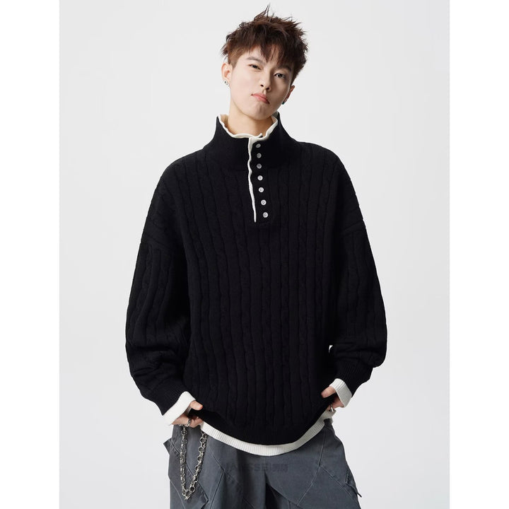 Herren Grobstrickpullover mit Polokragen Drune