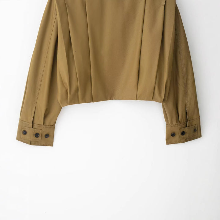 Damen Kurzgeschnittene Trenchjacke im Boxy-Schnitt mit breitem Revers und Epauletten Drune