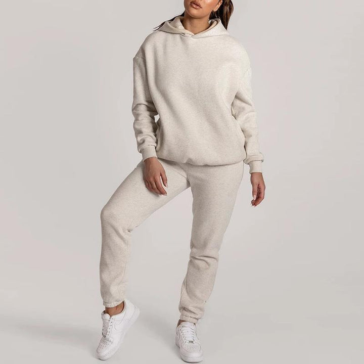 Damen gemütliches und stilvolles Hoodie- und Jogginganzug-Set Drune
