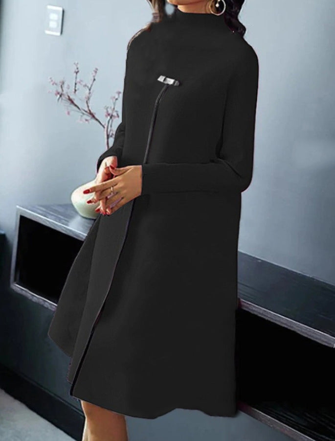 Damen Kapuzenkleid mit asymmetrischem Reißverschluss und eleganten Details Drune