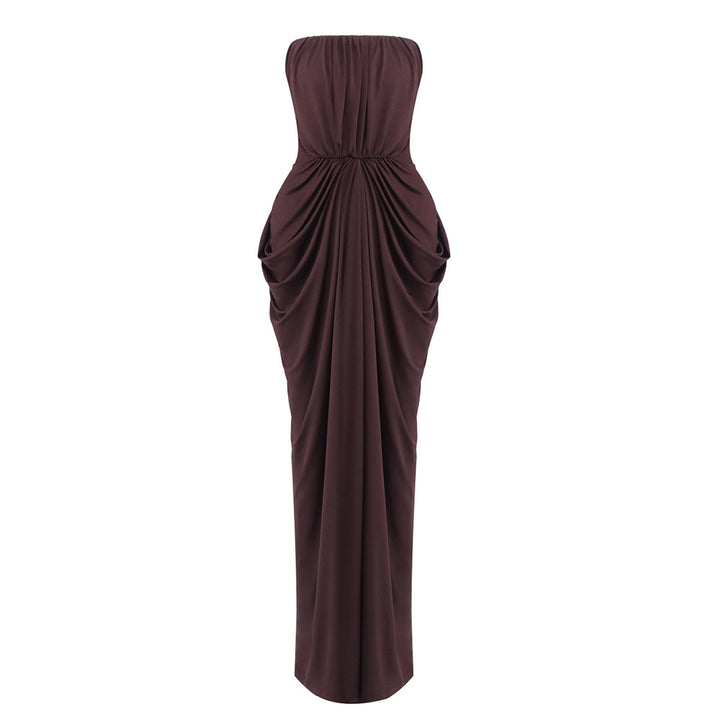 Damen Elegantes Maxikleid mit raffinierten Drapierungen Drune