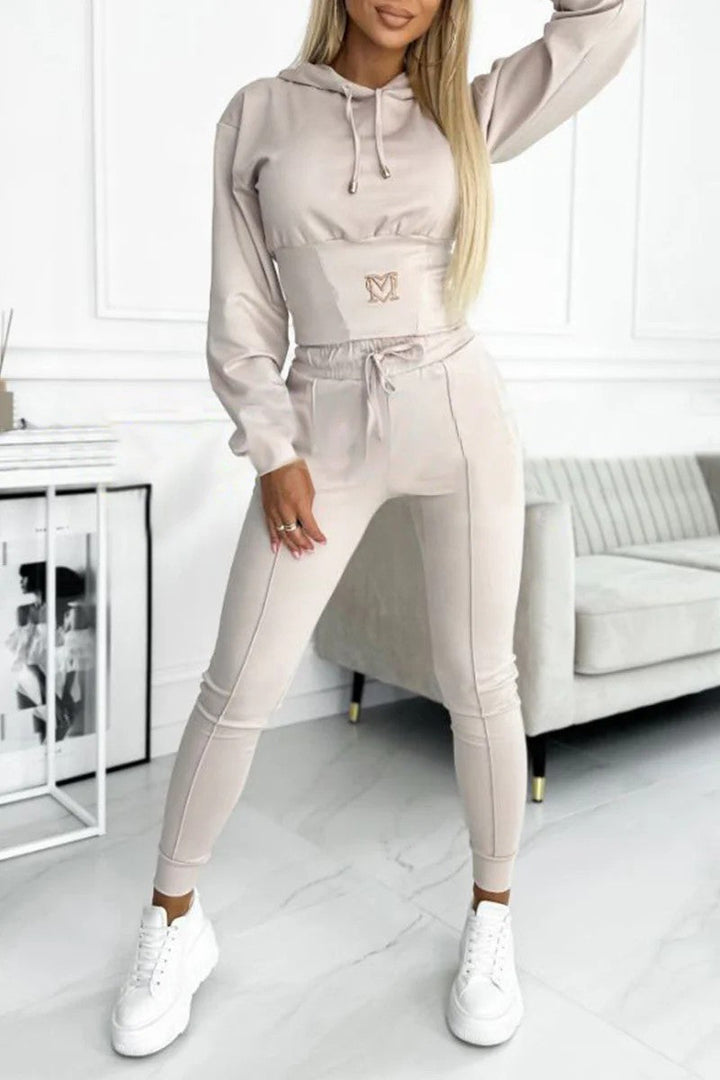 Damen Sportliches Jumpsuit-Set mit Kapuze und elastischem Bund Drune