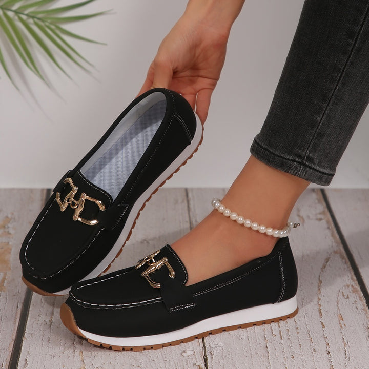 Damen Angesagte Plateau‑Loafer mit Gold‑Horsebit und gepolstertem Komfortfußbett Drune