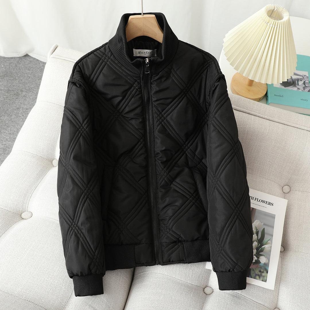 Damen nan leicht wattierte Steppjacke mit diamantförmiger Steppung, hohem Rippkragen und verdecktem Reißverschluss Drune