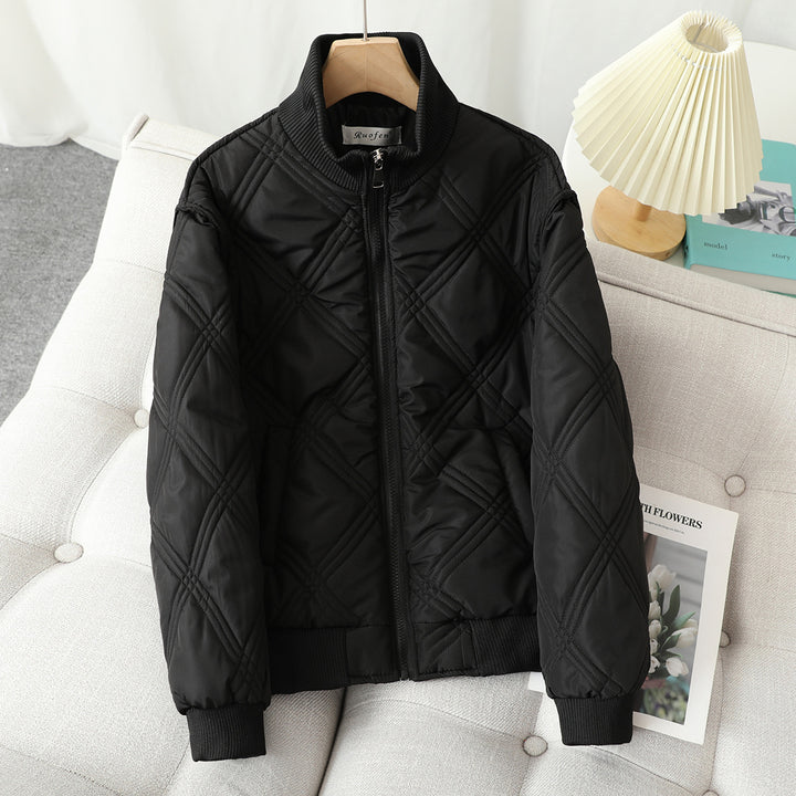 Damen nan leicht wattierte Steppjacke mit diamantförmiger Steppung, hohem Rippkragen und verdecktem Reißverschluss Drune