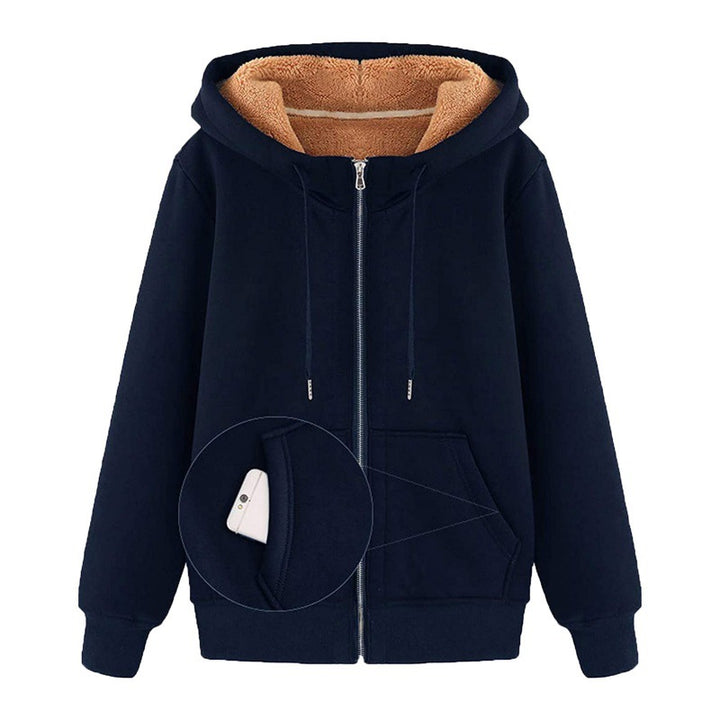 Damen Fleece-Futter Kapuzenjacke mit praktischen Taschen Drune