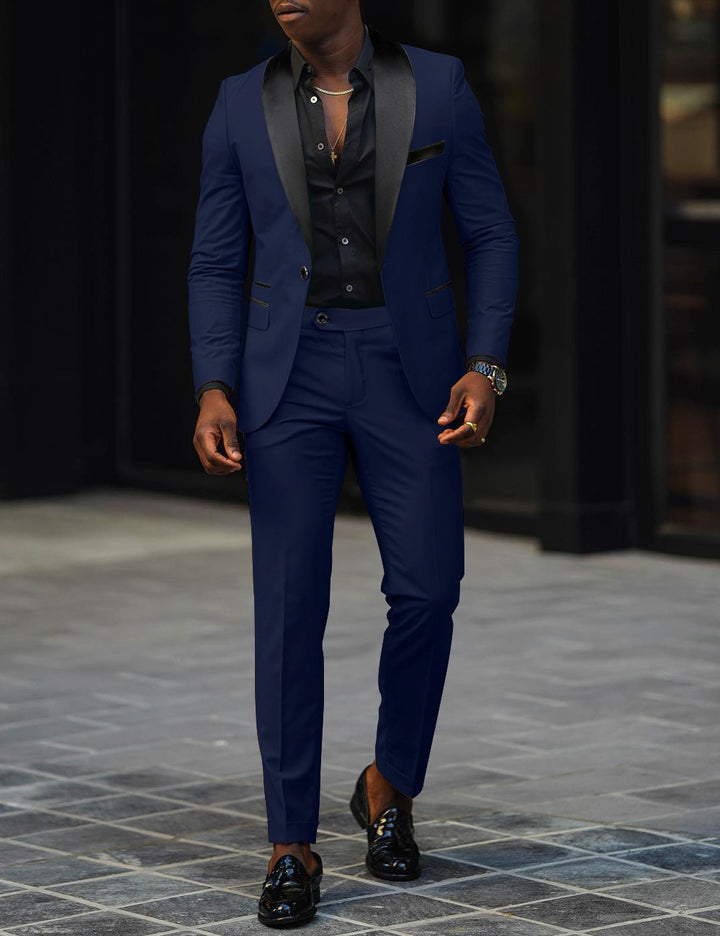 Herren Eleganter Slim-Fit Smokinganzug mit Schalkragen und taillierter Silhouette Drune