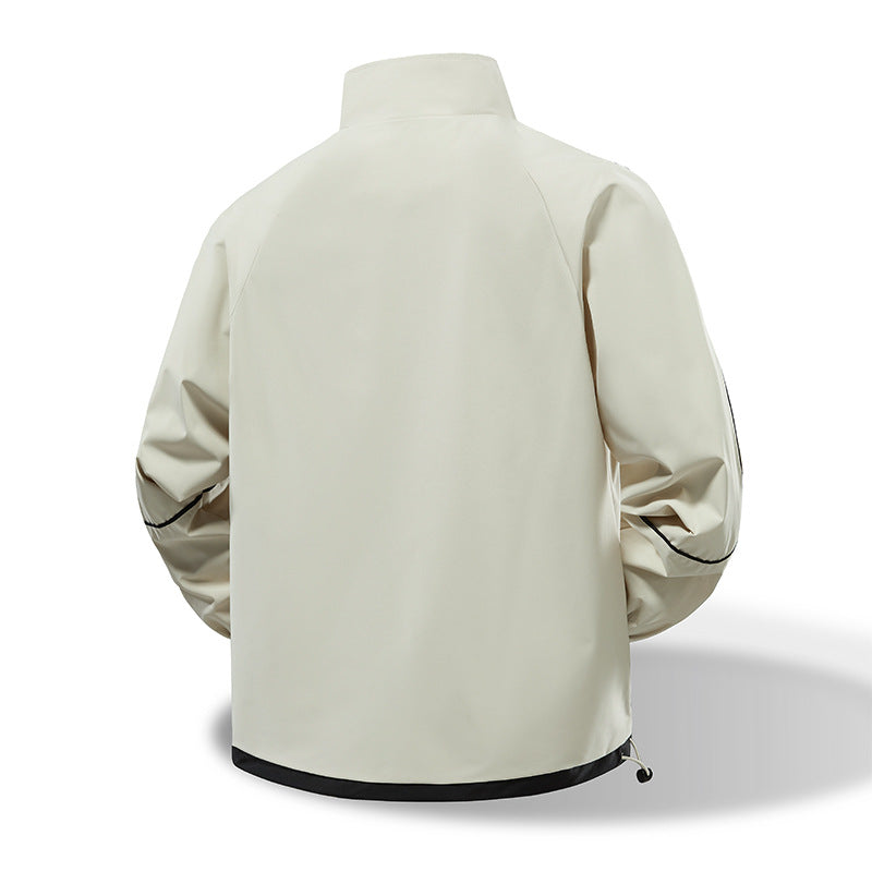 Herren Leichte Windbreaker‑Übergangsjacke mit Stehkragen, Mesh‑Futter & Kontrastpaspel Drune