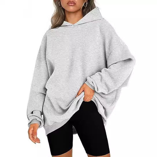 Damen oversized Kapuzenpullover mit seitlichen Schlitzen Drune