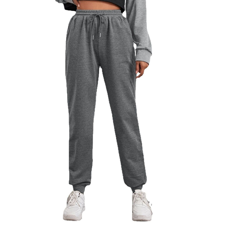 Damen nan relaxed Highwaist-Jogginghose mit elastischem Bund, Kordelzug und gerippten Saumbündchen Drune
