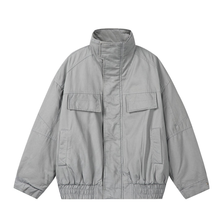 Unisex Boxy-Fieldjacke mit hohem Stehkragen, Pattentaschen und elastischem Saum Drune