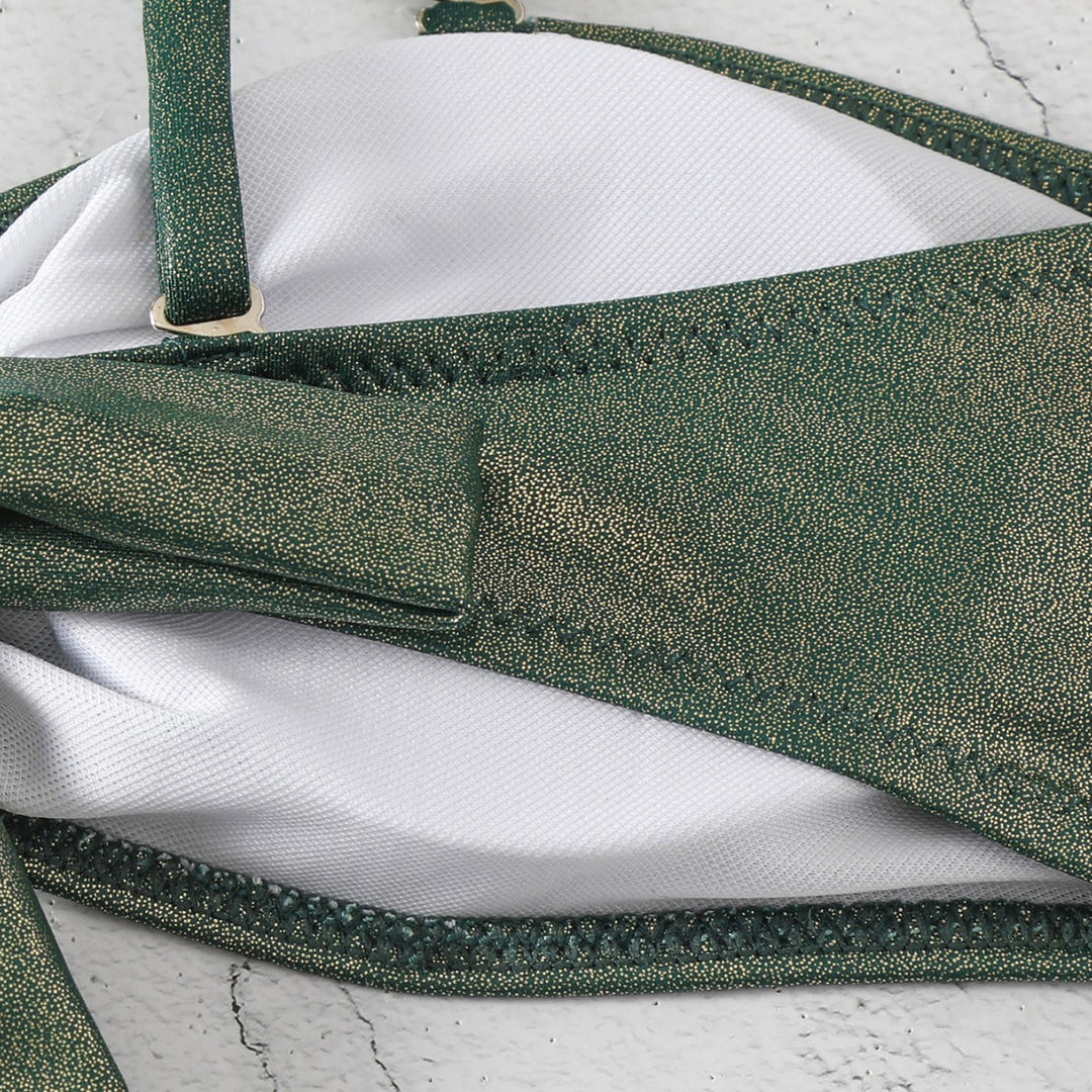 Damen Glänzender zwei-teiliger Bikini mit eleganter Verzierung Drune