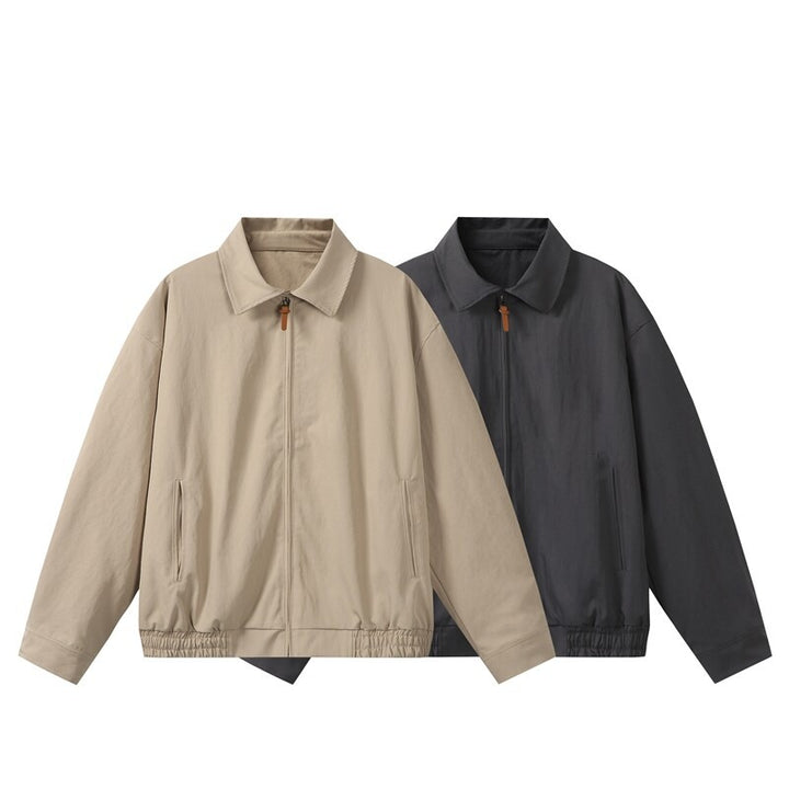 Unisex Leichte Oversize Übergangsjacke im Bomberstil mit Hemdkragen und elastischem Saum Drune