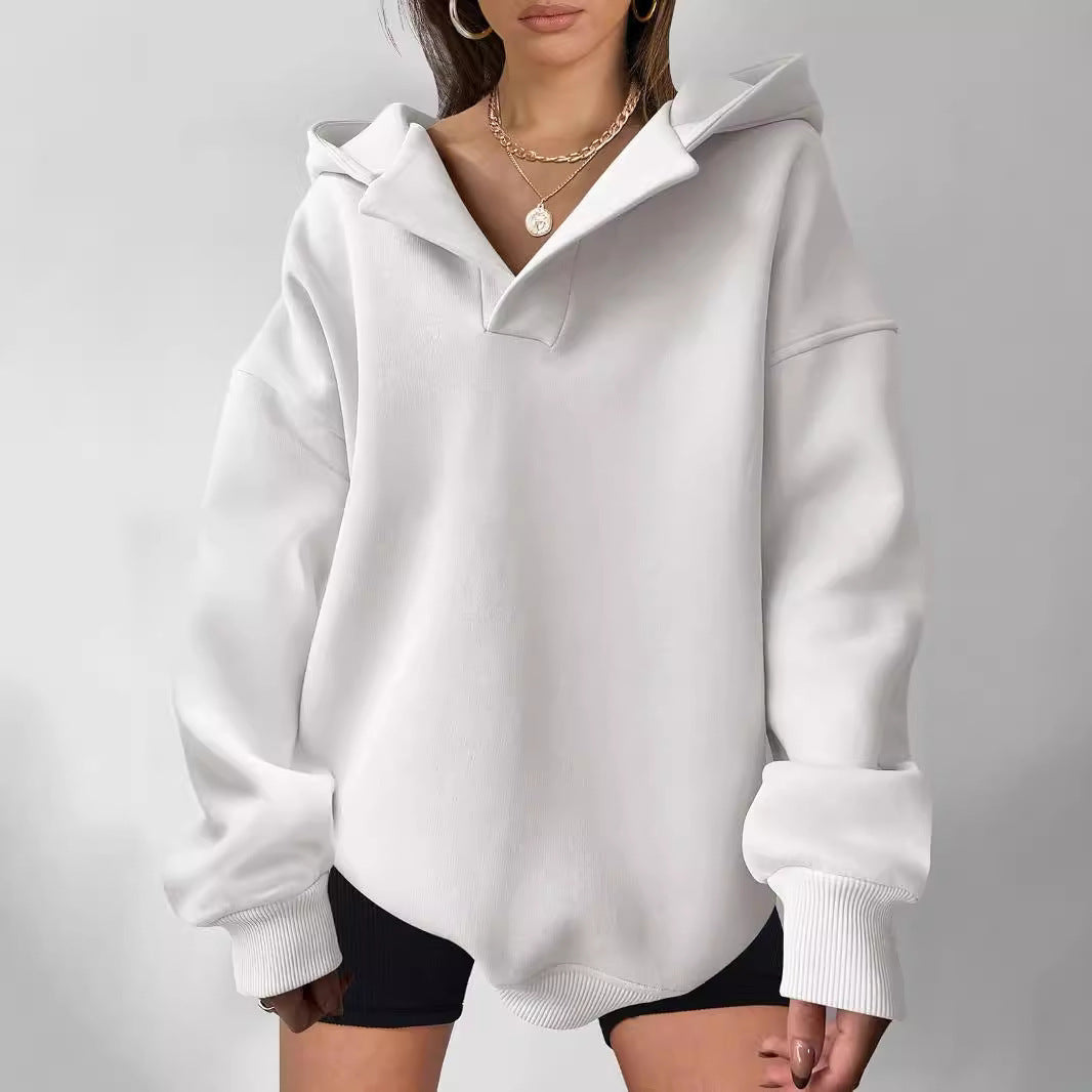Damen Oversized Hoodie mit modernem Kragen und lässiger Passform Drune