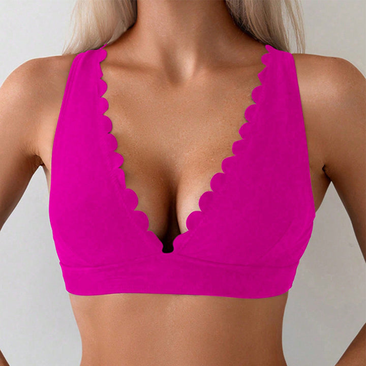 Damen Triangel-Bikinioberteil mit dekorativem Wellenrand Drune