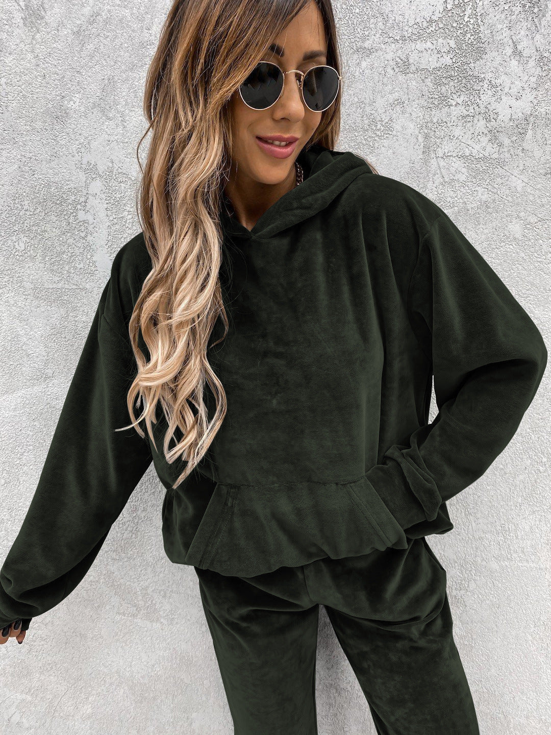 Damen kuscheliges Fleece-Set mit hohem Kragen und elastischen Bündchen Drune