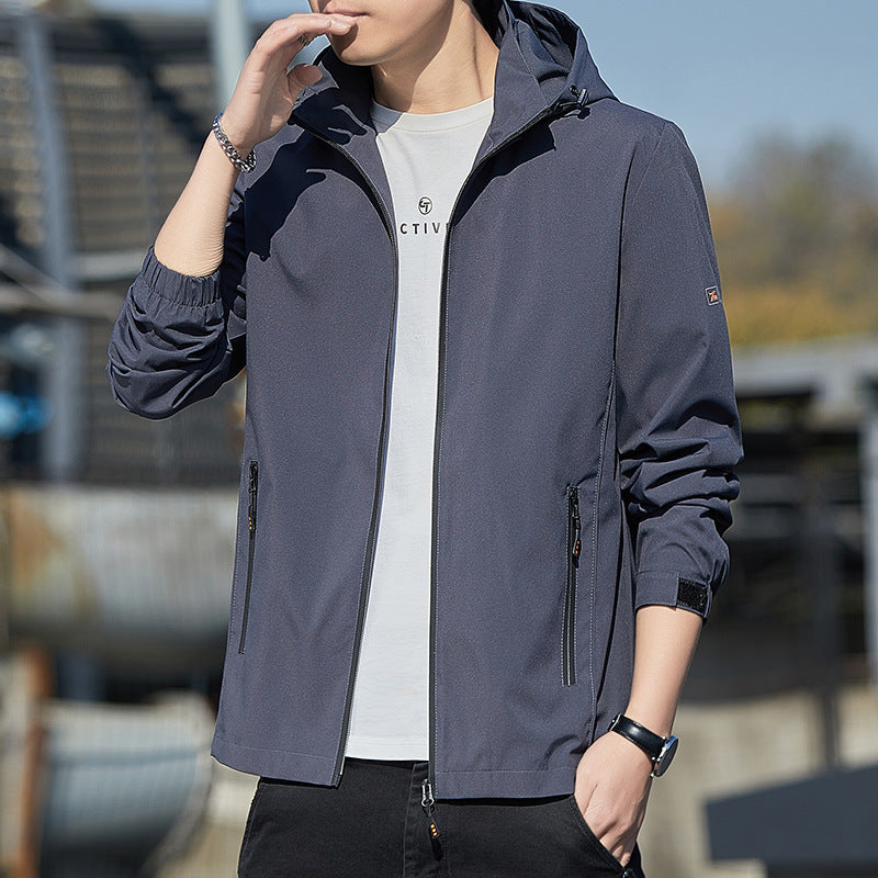 Herren Leichte Funktionsjacke mit verstellbarer Kapuze Drune