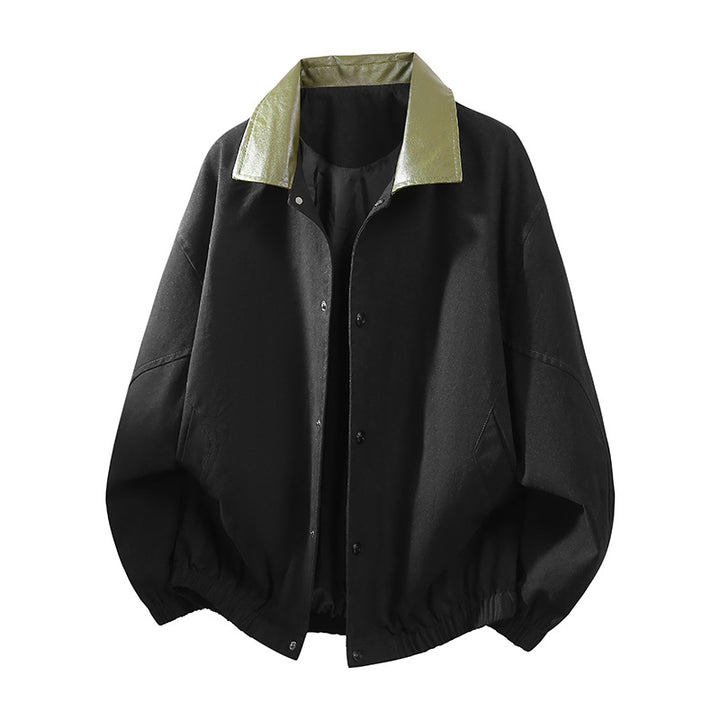 Herren Oversize Coach-Jacke mit glänzendem Kragen, verdeckter Druckknopfleiste und elastischem Saum Drune