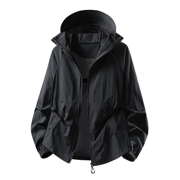 Damen Leichte winddichte Kapuzen‑Übergangsjacke mit verstellbarer Kapuze, Zwei‑Wege‑Reißverschluss & praktischen Klappentaschen Drune
