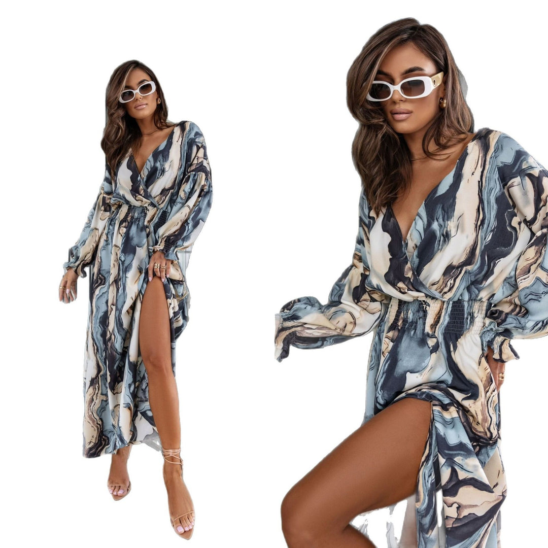Damen Maxikleid mit schickem Wickeldesign und angesagtem Farbverlauf Drune