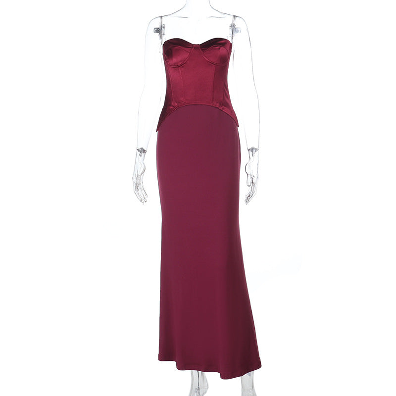 Damen Elegantes Bodenkleid mit strategisch platzierten Schnürdetails Drune